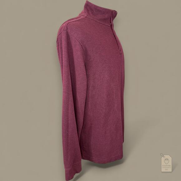 Banana Republic 1/4 Zip Pullover Sweater Large Burgundy Maroon Mock Neck Knit - Picture 3 of 6
